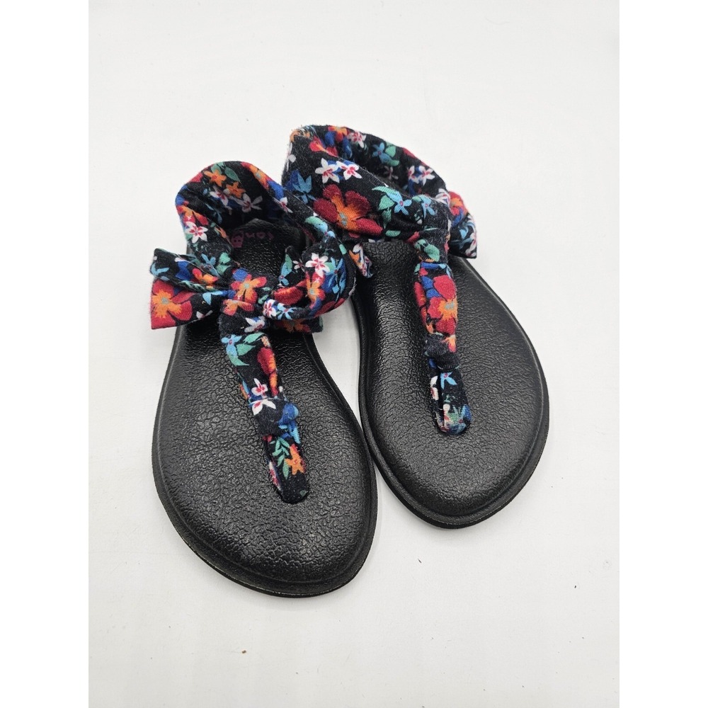 Sanuk Toddler Girls‎ Yoga Mat Sandals Size 9-10 Floral Fabric Sling Back Straps